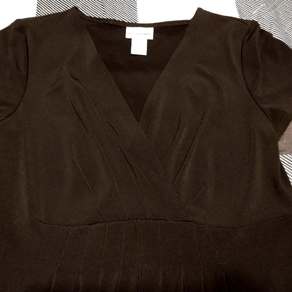 Motherhood Maternity black slinky empire waist, v-neck dress - small - Picture 2 of 4